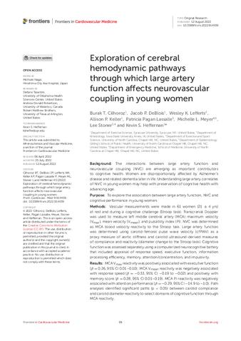 Exploration of cerebral hemodynamic pathways through which large artery function affects neurovascular coupling in young women thumbnail