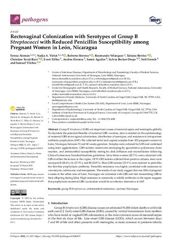 Rectovaginal Colonization with Serotypes of Group B Streptococci with Reduced Penicillin Susceptibility among Pregnant Women in León, Nicaragua thumbnail