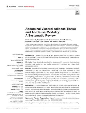 Abdominal Visceral Adipose Tissue and All-Cause Mortality: A Systematic Review thumbnail