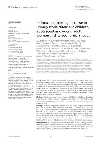 In focus: perplexing increase of urinary stone disease in children, adolescent and young adult women and its economic impact