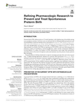 Refining pharmacologic research to prevent and treat spontaneous preterm birth thumbnail