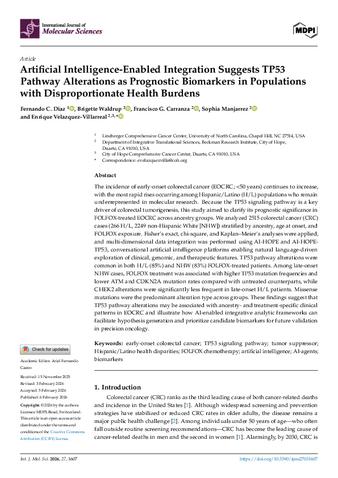 Artificial Intelligence-Enabled Integration Suggests TP53 Pathway Alterations as Prognostic Biomarkers in Populations with Disproportionate Health Burdens thumbnail