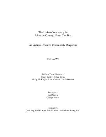 The Latino community in Johnston County, North Carolina : an action-oriented community diagnosis thumbnail