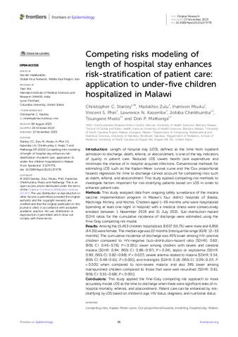 Competing risks modeling of length of hospital stay enhances risk-stratification of patient care: application to under-five children hospitalized in Malawi