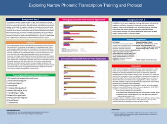 Exploring Narrow Phonetic Transcription Training and Protocol thumbnail
