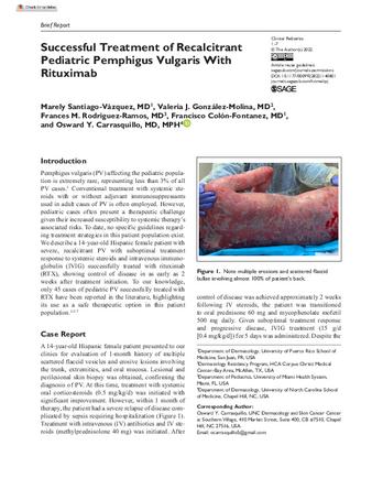 Successful Treatment of Recalcitrant Pediatric Pemphigus Vulgaris With Rituximab thumbnail