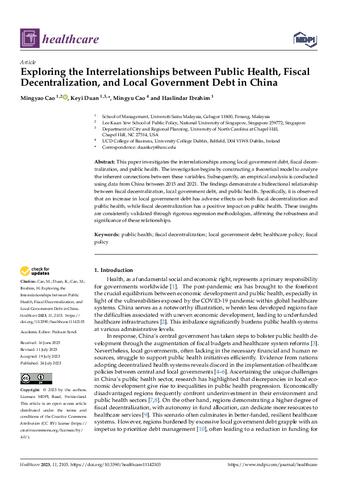 Exploring the Interrelationships between Public Health, Fiscal Decentralization, and Local Government Debt in China thumbnail