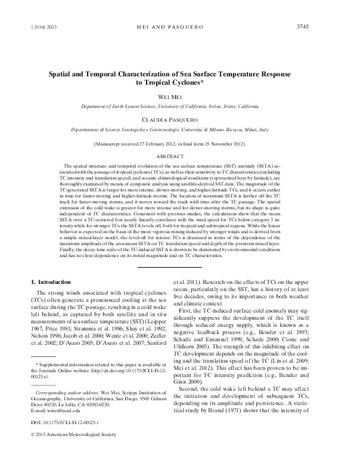 Spatial and temporal characterization of sea surface temperature response to tropical cyclones thumbnail