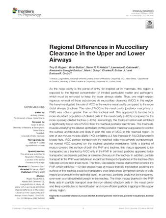 Regional Differences in Mucociliary Clearance in the Upper and Lower Airways thumbnail