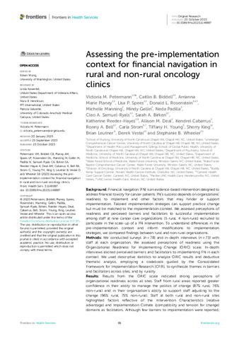 Assessing the pre-implementation context for financial navigation in rural and non-rural oncology clinics thumbnail