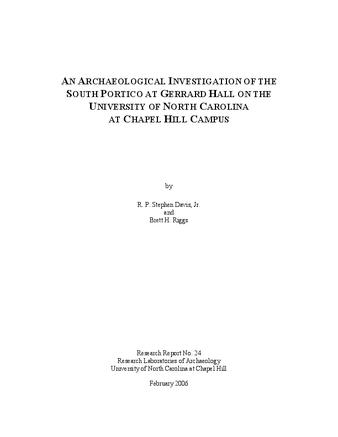 An Archaeological Investigation of the South Portico at Gerrard Hall on the University of North Carolina at Chapel Hill Campus thumbnail