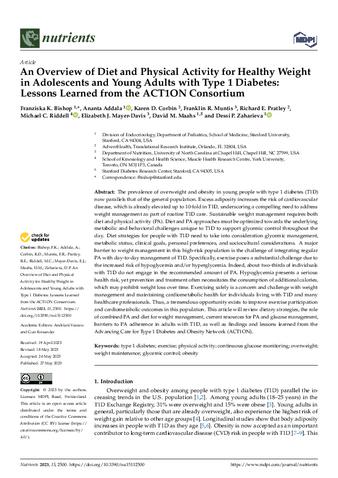 An Overview of Diet and Physical Activity for Healthy Weight in Adolescents and Young Adults with Type 1 Diabetes: Lessons Learned from the ACT1ON Consortium thumbnail