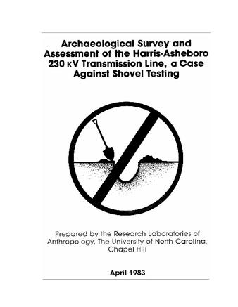 Archaeological Survey and Assessment of the Harris-Asheboro 230 kV Transmission Line, Chatham and Randolph Counties, A Case Against Shovel Testing