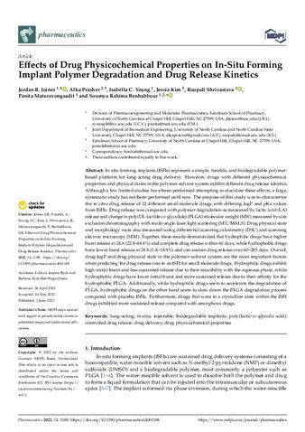 Effects of Drug Physicochemical Properties on In-Situ Forming Implant Polymer Degradation and Drug Release Kinetics thumbnail