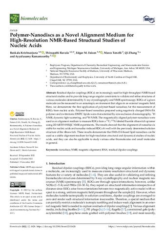 Polymer-Nanodiscs as a Novel Alignment Medium for High-Resolution NMR-Based Structural Studies of Nucleic Acids thumbnail
