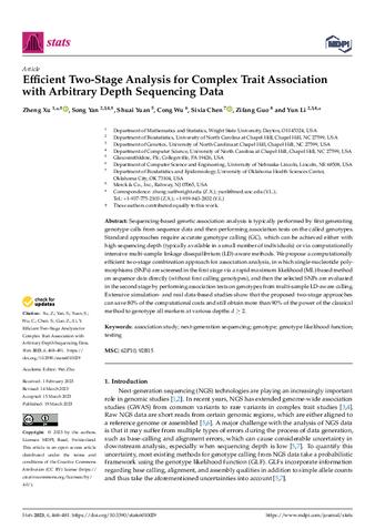 Efficient Two-Stage Analysis for Complex Trait Association with Arbitrary Depth Sequencing Data thumbnail