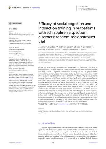 Efficacy of social cognition and interaction training in outpatients with schizophrenia spectrum disorders: randomized controlled trial thumbnail