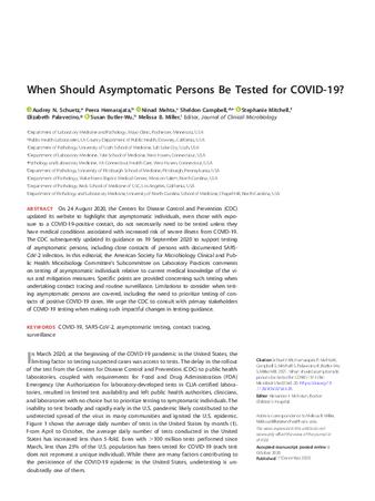 When Should Asymptomatic Persons Be Tested for COVID-19? thumbnail