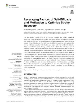 Leveraging Factors of Self-Efficacy and Motivation to Optimize Stroke Recovery thumbnail