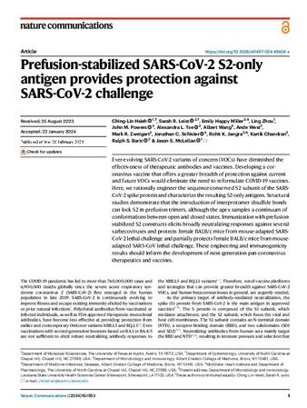 Prefusion-stabilized SARS-CoV-2 S2-only antigen provides protection against SARS-CoV-2 challenge