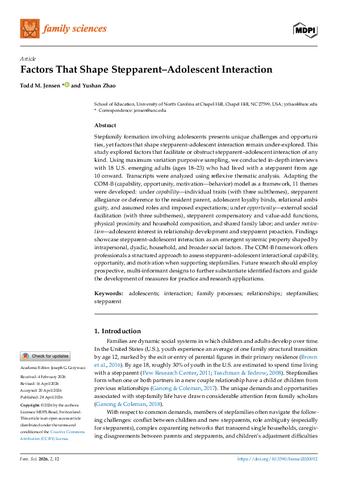 Factors That Shape Stepparent–Adolescent Interaction thumbnail