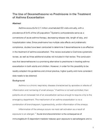 The Use of Dexamethasone vs Prednisone in the Treatment of Asthma Exacerbation thumbnail