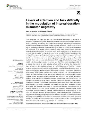 Levels of attention and task difficulty in the modulation of interval duration mismatch negativity thumbnail