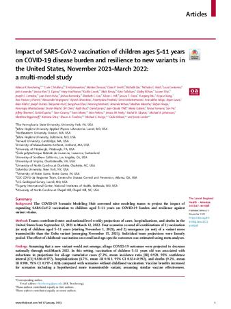 Impact of SARS-CoV-2 vaccination of children ages 5–11 years on COVID-19 disease burden and resilience to new variants in the United States, November 2021–March 2022: A multi-model study thumbnail