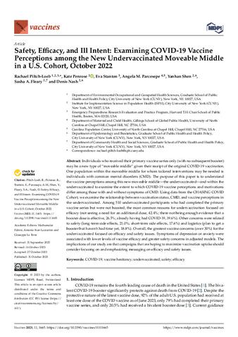 Safety, Efficacy, and Ill Intent: Examining COVID-19 Vaccine Perceptions among the New Undervaccinated Moveable Middle in a U.S. Cohort, October 2022 thumbnail