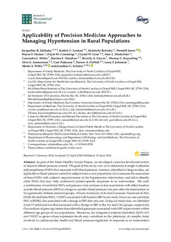 Applicability of precision medicine approaches to managing hypertension in rural populations thumbnail