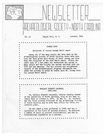 Newsletter of the Archaeological Society of North Carolina Number 43 thumbnail