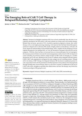 The Emerging Role of CAR T Cell Therapy in Relapsed/Refractory Hodgkin Lymphoma thumbnail