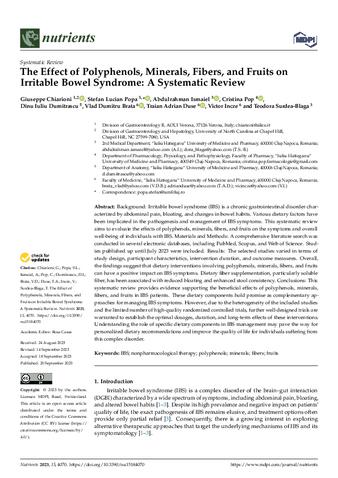 The Effect of Polyphenols, Minerals, Fibers, and Fruits on Irritable Bowel Syndrome: A Systematic Review thumbnail