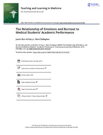 The Relationship of Emotions and Burnout to Medical Student's Academic Performance thumbnail