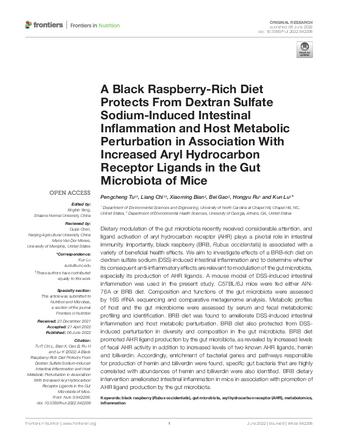 A Black Raspberry-Rich Diet Protects From Dextran Sulfate Sodium-Induced Intestinal Inflammation and Host Metabolic Perturbation in Association With Increased Aryl Hydrocarbon Receptor Ligands in the Gut Microbiota of Mice thumbnail