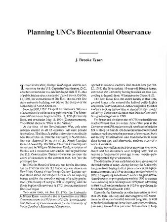Planning UNC's Bicentennial Observance thumbnail