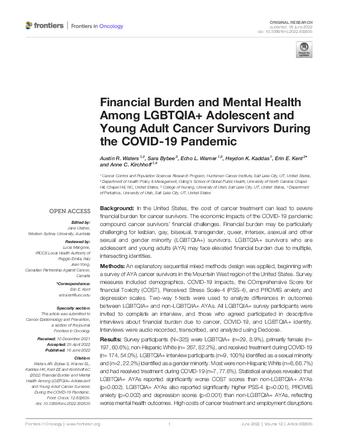 Financial Burden and Mental Health Among LGBTQIA+ Adolescent and Young Adult Cancer Survivors During the COVID-19 Pandemic