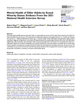 Mental Health of Older Adults by Sexual Minority Status: Evidence From the 2021 National Health Interview Survey