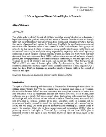 NGOs as Agents of Women’s Land Rights in Tanzania thumbnail
