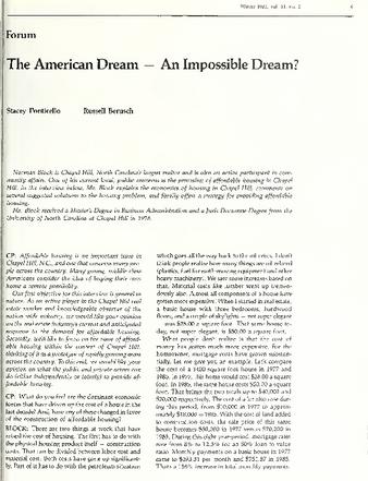 The American Dream — An Impossible Dream?