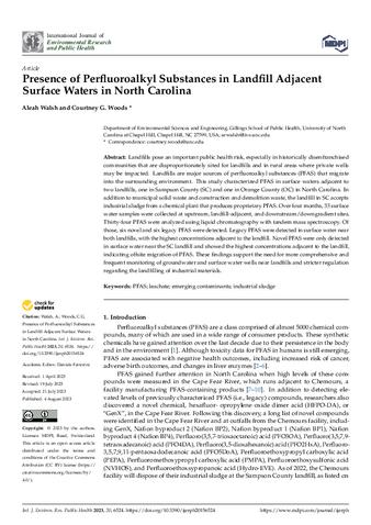 Presence of Perfluoroalkyl Substances in Landfill Adjacent Surface Waters in North Carolina thumbnail
