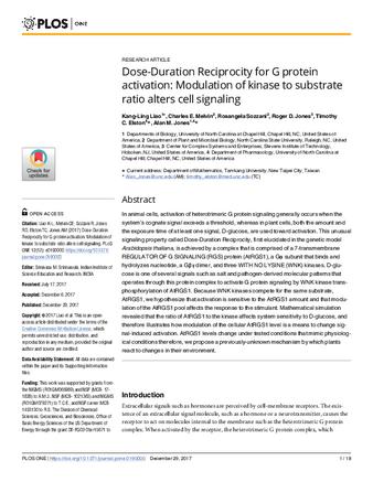 Dose-Duration Reciprocity for G protein activation: Modulation of kinase to substrate ratio alters cell signaling thumbnail