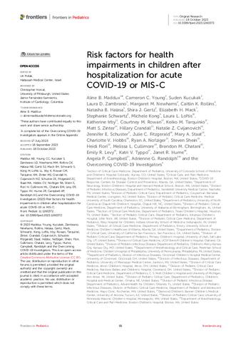 Risk factors for health impairments in children after hospitalization for acute COVID-19 or MIS-C