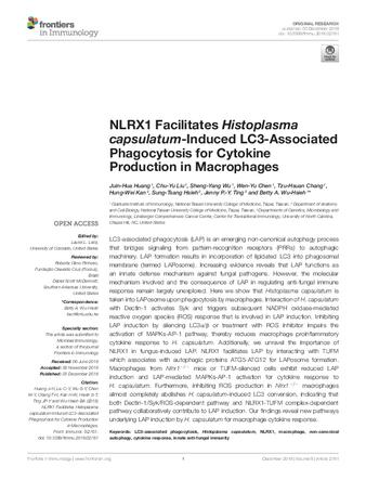 NLRX1 Facilitates Histoplasma capsulatum-Induced LC3-Associated Phagocytosis for Cytokine Production in Macrophages thumbnail