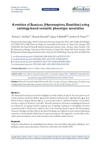 A revision of Evaniscus (Hymenoptera, Evaniidae) using ontology-based semantic phenotype annotation thumbnail