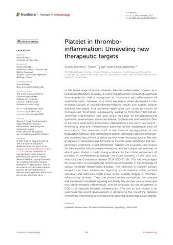 Platelet in thrombo-inflammation: Unraveling new therapeutic targets thumbnail