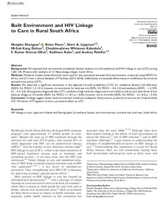 Built Environment and HIV Linkage to Care in Rural South Africa thumbnail