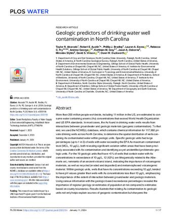 Geologic predictors of drinking water well contamination in North Carolina thumbnail