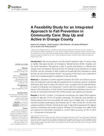A Feasibility Study for An Integrated Approach to Fall Prevention in Community Care: Stay Up and Active in Orange County thumbnail