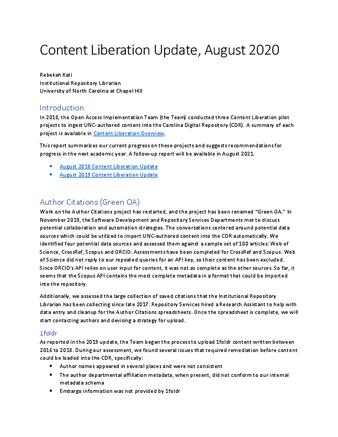 Content Liberation Update, August 2020